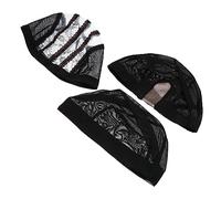 CALLARON 3 Pièces bonnet de perruque filet de cheveux pour les hommes Engrener bonnets de perruque en filet respirant filets gel capuchon de filet multifonctionnel bouchon net nylon Noir