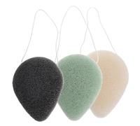 CALLARON 3 Pièces Éponge de Nettoyage Visage Lot de Éponges Forme de Noir Vert Beige Outils Exfoliation Massage pour Types de Peau