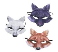 CALLARON 3 pièces Masque de Renard Halloween Masques Animaux Demi Face Eva pour Fête et Cosplay Élégants et Confortables Unisexe