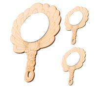 CALLARON 3 pièces Miroir Bois DIY à Peindre pour Garçon Fille Miroir à Main Bois Non Peint Accessoire Créatif pour Activités Manuelles Lot