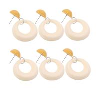 CALLARON 3paires Boucles Oreilles Créoles Rondes Acrylique Bijoux Pendants Géométriques Creux Pour Femmes