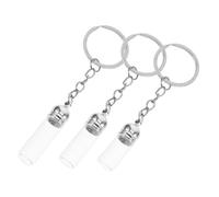 CALLARON 3pièces Bouteilles Verre Transparentes Porte-clés Wishing Bottles Avec Capuchon Argenté Distributeur Huiles Essentielles Et Accessoires De Mode