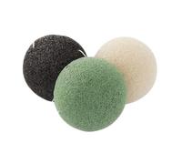 CALLARON 3pièces Éponges Rondes Pour Visage Noir Vert Blanc Éponges Naturelles Pour Visage Nettoyantes Pour