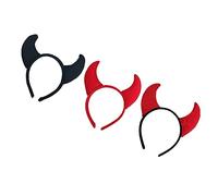 CALLARON 3pièces Lot de Serre-têtes Diable pour Halloween Rouge et Noir Bandeau de Cheveux pour Cosplay