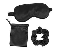 CALLARON 3Pièces Sleep Mask Set With Hair Ties And Drawstring Pouch Silk Eye Cover For Travel And Relaxation