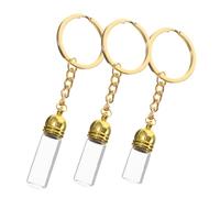 CALLARON 3pièces Wishing Bottle Keychain Transparent Glass Vial with Acrylic Cap for Essential Oils and Travel Perfume Small Medium Large