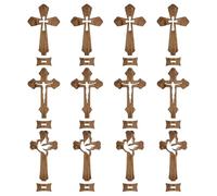 CALLARON 4 Ensembles Décoration D'église de Table en Bois Marron, Croix Catholique Rustique Légère et Facile à Placer, Centre de Table pour Pâques et Bureau Élégant