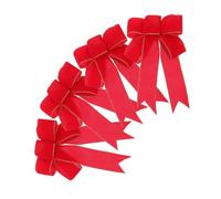 CALLARON 4 Pièces Arc de noël Couronne Guirlande éléments Ornements décor en Forme de Gros Noeud Rouge arcs de Satin Noeud de Ruban Rouge Petits arcs nœuds avec Liens torsadés Flanelle