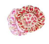 CALLARON 4 Pièces Bonnet de Imprimé pour Garçon Fille Lot de Casquettes Satin Confortable et Élastique pour Pastèque