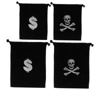 CALLARON 4 pièces Bourse Pirate à Cordon pour Halloween Sacs à Trésor Dorés Résistants et Décoratifs Pochettes pour Design Original et Durable