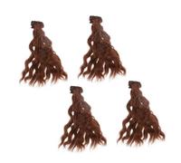 CALLARON 4 Pièces De Cheveux Bouclés Fournitures De Fabrication De Poupées Accessoire Poupée Extension De Cheveux Synthétiques De Poupée Frisée Coffee