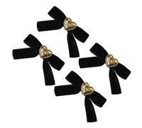 CALLARON 4 Pièces Velvet Clip pour pince à cheveux Arcs accessoires de cheveux fille Accessoires de cheveux du cœur pinces à cheveux coeur Saint Valentin fer Noir