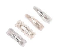 CALLARON 4pièces Clips Cheveux Perles Élégants Barrettes Mode Pour Femmes Et Filles Pince Avec Finition Dorée Et Argentée Accessoires Coiffure Polyvalents