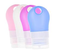 CALLARON 4pièces Flacon Distributeur Silicone Pour Lotion Flacons Cosmétiques De Voyage Bouteille Vide Avec Pochette Zippée Pvc Rose Bleu Blanc Orange