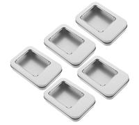 CALLARON 5 Pièces Boîtes De Rangement Métal Rectangulaires Avec Couvercles à Fenêtre Contenants Vides Avec Large Fenêtre Transparente Pour Nail Art Et Trésors