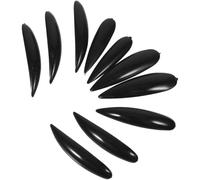 CALLARON 5 Pièces Faux Ongles Décoratifs Noirs en Plastique pour Manucure Soi-même, Chic et Élégants, sans Traces, pour Halloween et Anniversaire