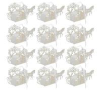 CALLARON 50 Boîtes à Dragées en Papier Ajouré de Carrosse Beige - Porte-Présents de Mariage 192 X 9 X 38 CM - Coffrets Présents pour Demoiselles d'Honneur Bonbons et Fêtes - Emballage