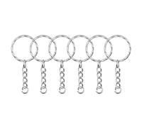 CALLARON 50 Pièces Porte-clés en Métal Argenté avec Anneau de Jonction Rond, Chaîne Fine, Usage Pratique pour Bricolage et Accessoires Créatifs
