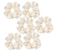 CALLARON 6 Pièces élastique à cheveux en strass porte-queue cravate de cheveux en strass Titulaires élastiques bandes de cheveux pour les cheveux des femmes en tissu blanche