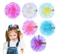 CALLARON 6 Pièces Épingle à Cheveux Brillant Pinces à Cheveux Pompon Clips Barrette Les Pinces à Cheveux Colorées Pompons Duveteux Fille Accessoires De Cheveux Mignons Polyester