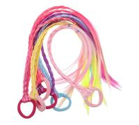 CALLARON 6 Pièces Extensions de Queue de Cheval Tressée Colorée pour Garçon Fille Légères et Confortables Accessoire de Fête et Festival Bande Élastique Incluse et Durables