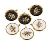 CALLARON 6 Pièces Pendentif abeille d'or pendentif pour d'abeille pour bracelets Charmes d'abeilles et blanches Acier inoxydable
