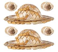 CALLARON 6 Pièces Petits Chapeaux en Rotin Décoratifs pour Cocktails, Décoration de Fête Rustique et Adorable, pour Verres à Cocktail Lors de Fêtes ou Vacances