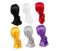 CALLARON 6pièces Casquettes Headwrap Turban Pirate Casquettes Turban Chapeau Chimio Headwrap Longue Queue Lot de Bonnets Décoratifs pour Soins Capillaires Bonnets de Nuit de Chimiothérapie