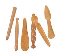 CALLARON 6pièces Kit de Gua Sha Bois Naturel Bâtonnets pour Massage Facial et Musculaire Outil de Raclage Corporel et Facial Ensemble Pratique pour Soins Quotidiens
