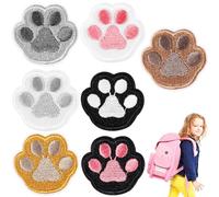 CALLARON 7 Écussons Thermocollants Kit de 7 Pièces Motif Patte de Chien en Polyester, Autocollants et Repassables pour Créations et Vêtements en Jean