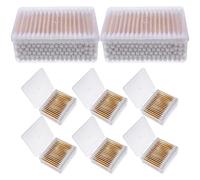 CALLARON 8 Boîtes Coton-tige Écouvillons Coton-coton Écouvons De Coton Bébé Bourgeons De Coton De Coton De Maquillage Bâtons De Coton De Maquillage Cotons-tiges Fins En Bois Blanche