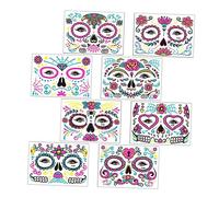 CALLARON 8 feuilles Autocollants Visage Halloween Fluorescents Temporaires Lumineux pour Fête Maquillage Carnaval Décoration Cosplay Crâne