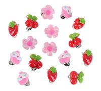 CALLARON 8 Paires de Boucles d'Oreilles à Clip pour Filles sans Perçage Motifs Assortis Fraise Cerise Fleur et Glace Couleur Vive Accessoire Garçon et Filles pour Fête et Tenue