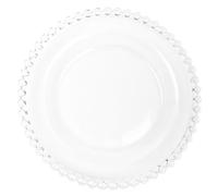 CALLARON Assiette à Dessert en Verre Transparent Bordure Perle Élégante, Design Moderne et Fonction de Conservation des Aliments pour Usage Quotidien