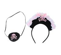 CALLARON Bandeau de Pirate Effrayante Serre-tête pour Filles Coiffe de Pirate avec Nœud et Motifs de Crânes Accessoire de Spectacle pour Halloween