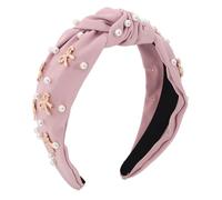 CALLARON Bandeau Femme Tissu avec Nœud Perles Immitation Accessoire de Coiffure Élégant pour Toutes Occasions Confort et Design Chic Couleur Rose Lotus