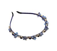 CALLARON bandeau strass bandeau bleu bijou casque Bandeau de strass embelli paré de bijoux or -tête bijoux bandeaux bijoux pour femmes bijoux de cheveux alliage Blue