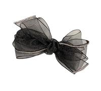 CALLARON Barrette à Cheveux Nœud Chic En Organza Noir Léger Élégant Pour Femme Usage Quotidien Accessoires Coiffure