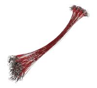 CALLARON Bas de Ligne Anti-Morsure 100 Pièces 30 Cm Fil Acier Inoxydable Rouge avec Émerillon, Accessoires de Pêche Haute Résistance pour Brochet, Truite et Eau Douce, Kit Leader Montage