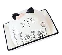 CALLARON Beurrier en Céramique avec Couvercle pour Chat Beurrier Design 2 Pièces Recouvert De Céramique Récipient À Beurre Lavable Lave-Vaisselle Gâteau Alimentaire Dessert