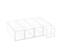 CALLARON Boîte à Lunettes en Acrylique Transparent 4 Couches 17,5 X 6,4 X 24,6 Cm, Présentoir Multicouche Anti-poussière pour Lunettes de Soleil, Étui de Rangement Stable pour Usage