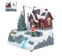 CALLARON Boîte à Musique de Noël Lumineuse en Plastique et Résine avec Maison de Neige, Diffuse des Mélodies Classiques pour Célébrations Familiales et Cadeaux Festifs