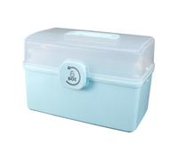 CALLARON Boîte à Remède Portable en Plastique Bleu Poignée, Grosse Capacité et Compartiments Multiples pour Rangement Maison et Extérieur