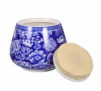 CALLARON Boîte de Rangement en Céramique 870ml Couvercle Style Rétro Délicat Bleu Pot Hermétique pour Thé Noir et Thé Parfumé ou Présent D'inauguration