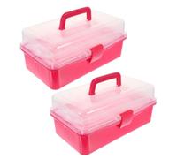 CALLARON Boîte de Rangement Maquillage Plastique Portable Légère 2 Pièces Poignée Multifonctionnelle et Design Semi-transparent pour Accessoires Nail Art