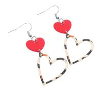 CALLARON Boucles d'Oreilles Léopard Pendentif Cœur en Alliage et Acrylique, Petit Modèle Léger pour Femme, Accessoire Bijoux Mariage et Fête, Design Imprimé Léopard Moderne