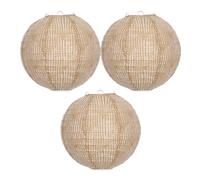 CALLARON Boule Japonaise Papier en Lin 3pcs, Lanterne Suspendue Ronde Diffusion Douce de Lumière, Abat-jour Bohème pour Décorations de Fête Prénuptiale et Lanternes Suspendues de Patio