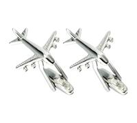 CALLARON Boutons de Manchette Avion en Cuivre pour Hommes Paire Argentée Accessoire Costume Business Design Original Chemise Formelle et Tenue Professionnelle