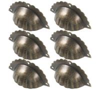 CALLARON Boutons de Tiroir Lot de 6 en Laiton Antique Forme Coquillage Demi-cercle Vintage Poignées Décoratives Pratiques et Faciles à Installer pour Porte et Tiroir