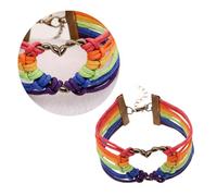 CALLARON Bracelet Fierté Arc Ciel Femme Ajustable avec Charm Cœur Tressé pour Lesbienne